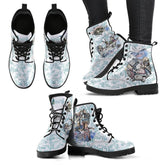 Workwear Ankle Boots Microfiber Leather Alice In Wonderland Printed-BS00999-Veeddydropshipping